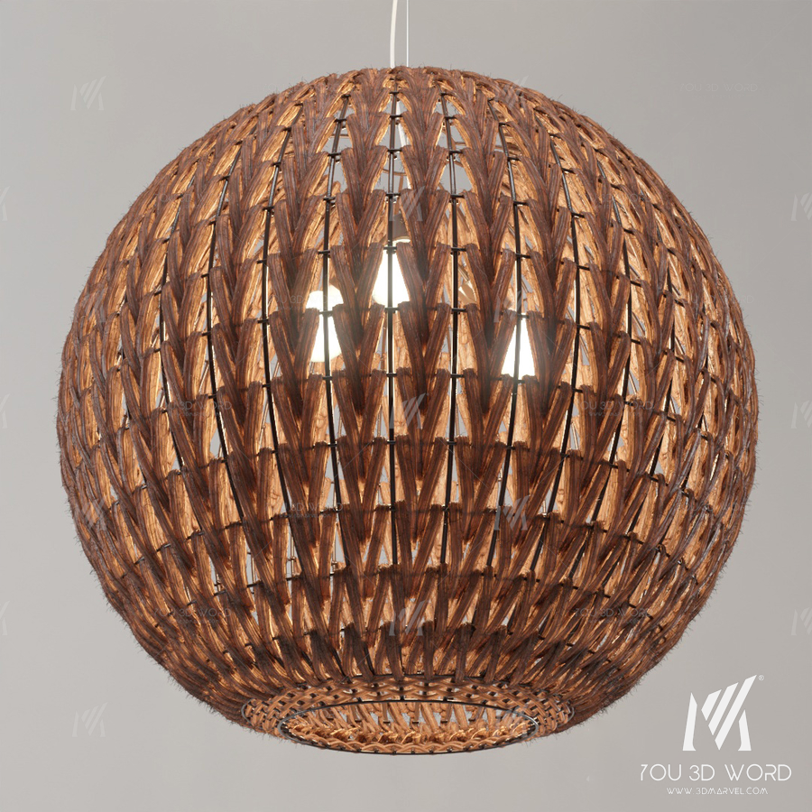 Spherical wicker chandelier (Odeon Light Keni)